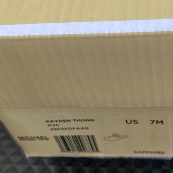 Michael Kors Women's Kayden Blue Jelly Thong Bow Sandals Gold Accents US Size 7 - Picture 9 of 10